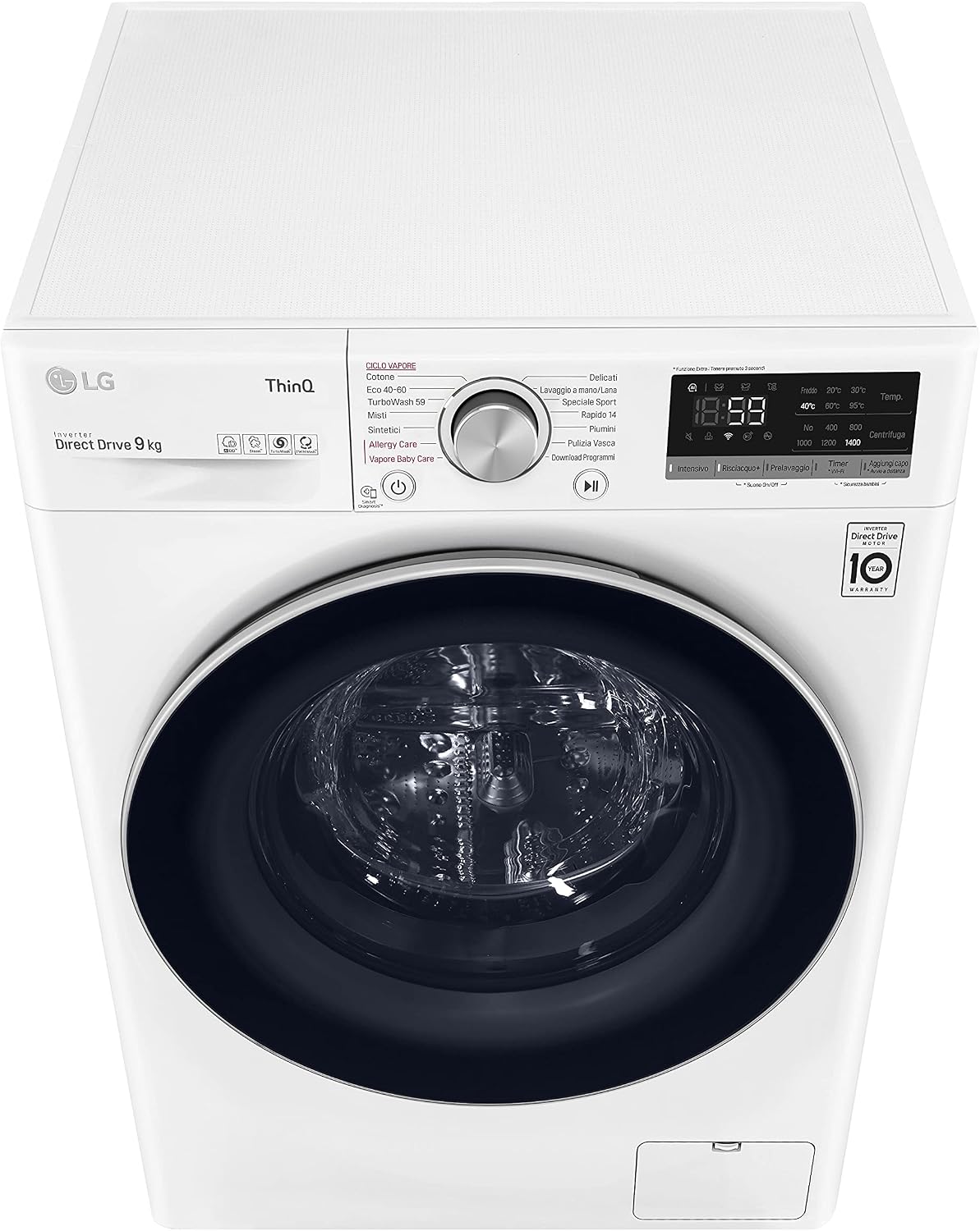 LG F4WV509S1E 9 kg AI DD™ – Lavadora Inteligente Inverter con Vapor Higienizante, WiFi y TurboWash